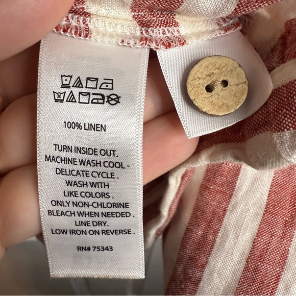 Rachel Zoe Red and White Striped Blouse 100% Linen Size Large GUC - Picture 6 of 6